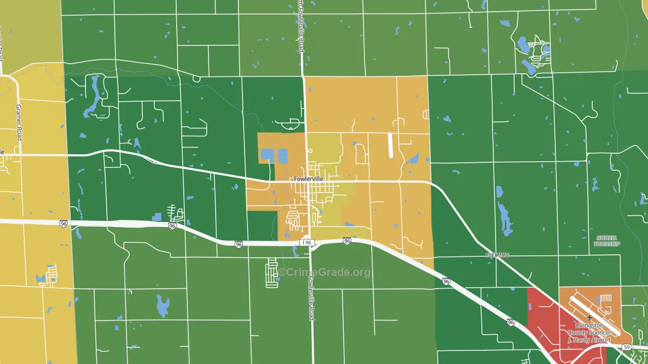 Fowlerville, MI Map of Robbery Rates
