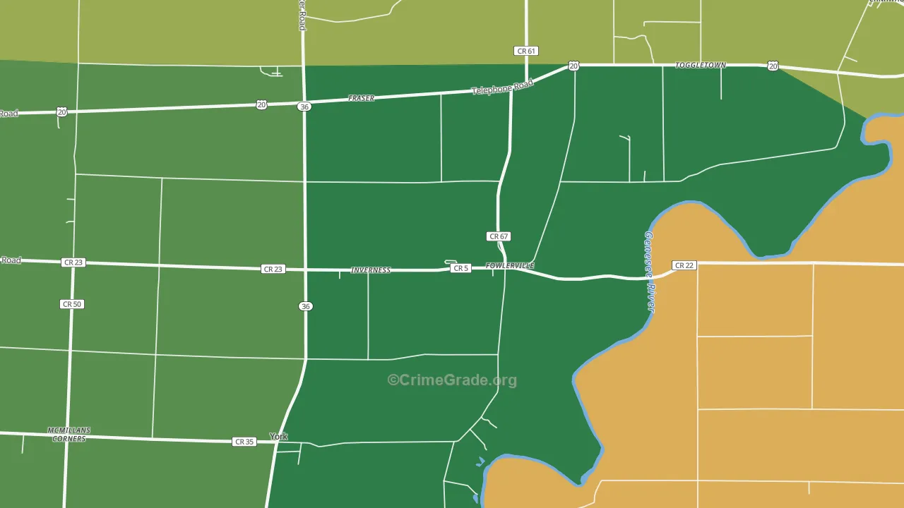 Fowlerville, NY Map of Robbery Rates