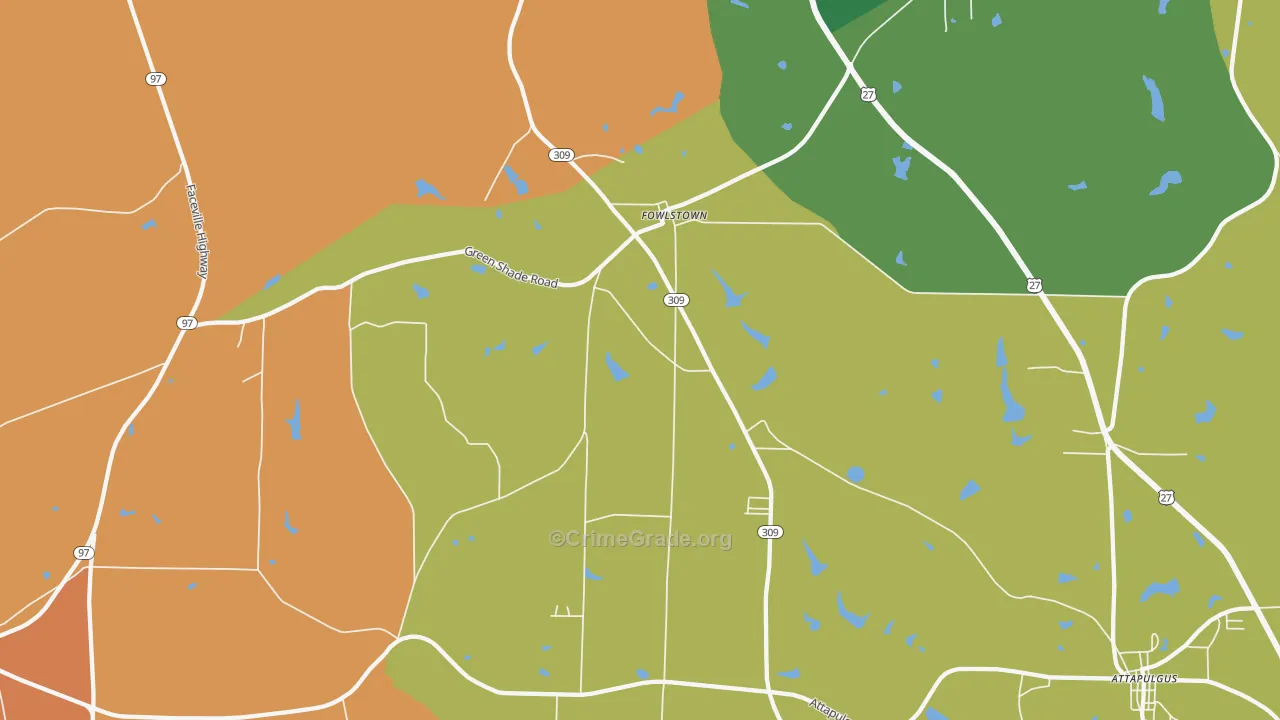 Fowlstown, GA Map of Robbery Rates