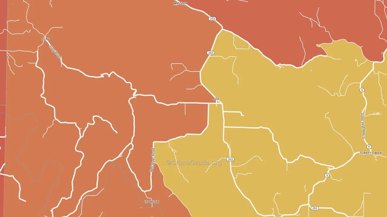 Fox, AR Map of Robbery Rates