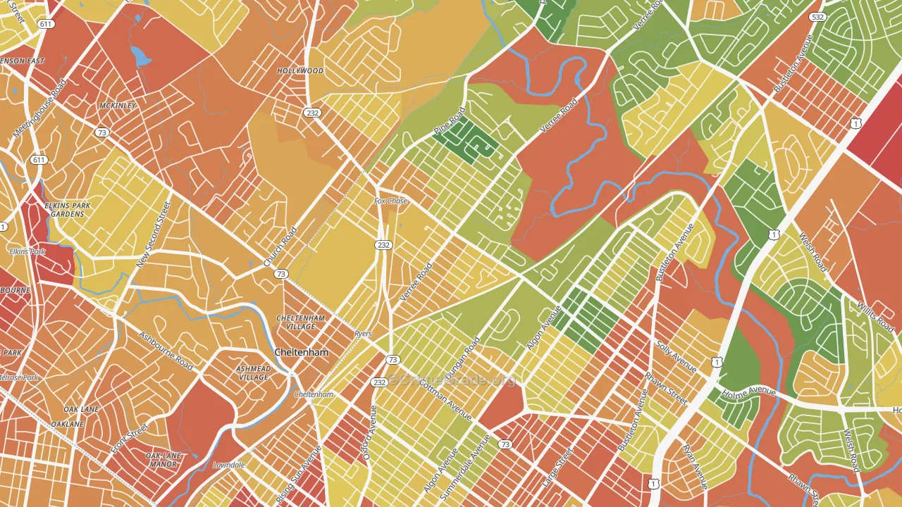 Fox Chase-Burholme, Philadelphia, PA Map of Robbery Rates