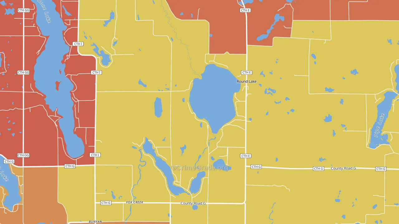 Fox Creek, WI Map of Robbery Rates