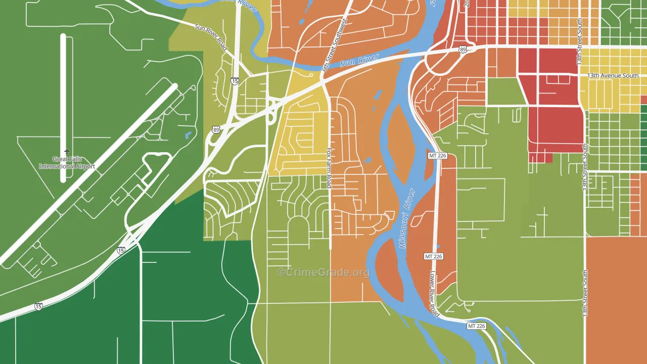Fox Farm, Great Falls, MT Map of Robbery Rates