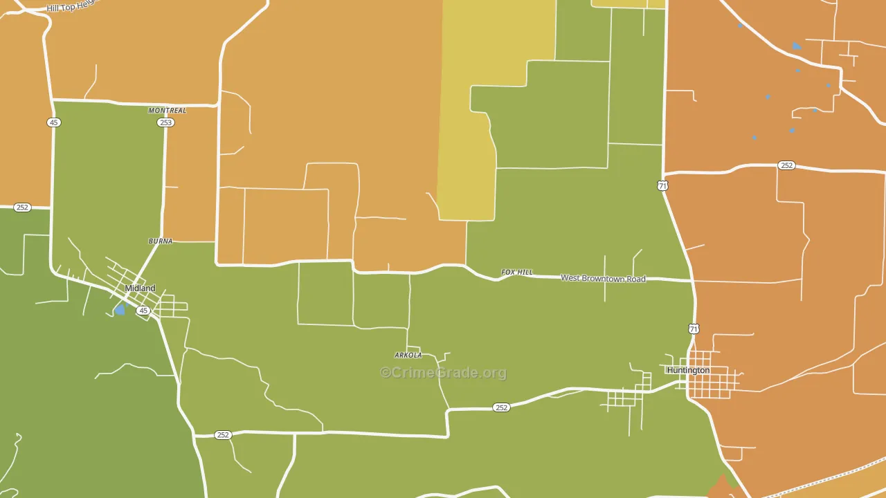 Fox Hill, AR Map of Robbery Rates