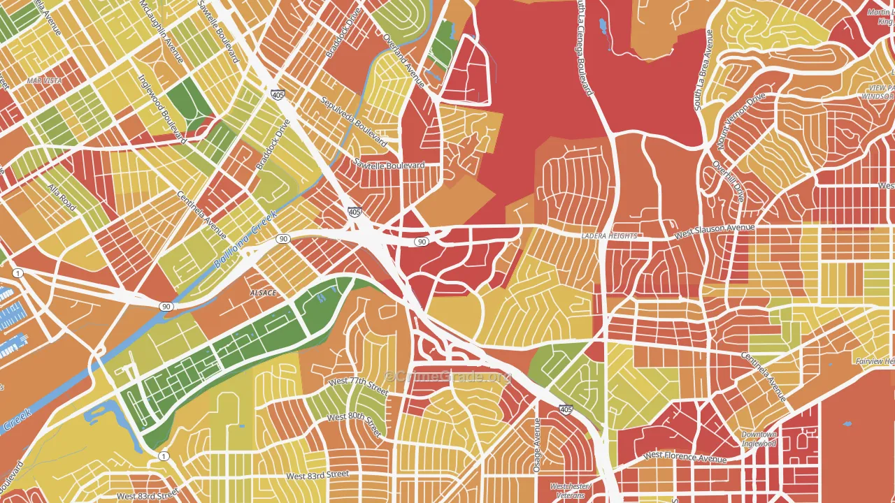 Fox Hills, Culver City, CA Map of Robbery Rates