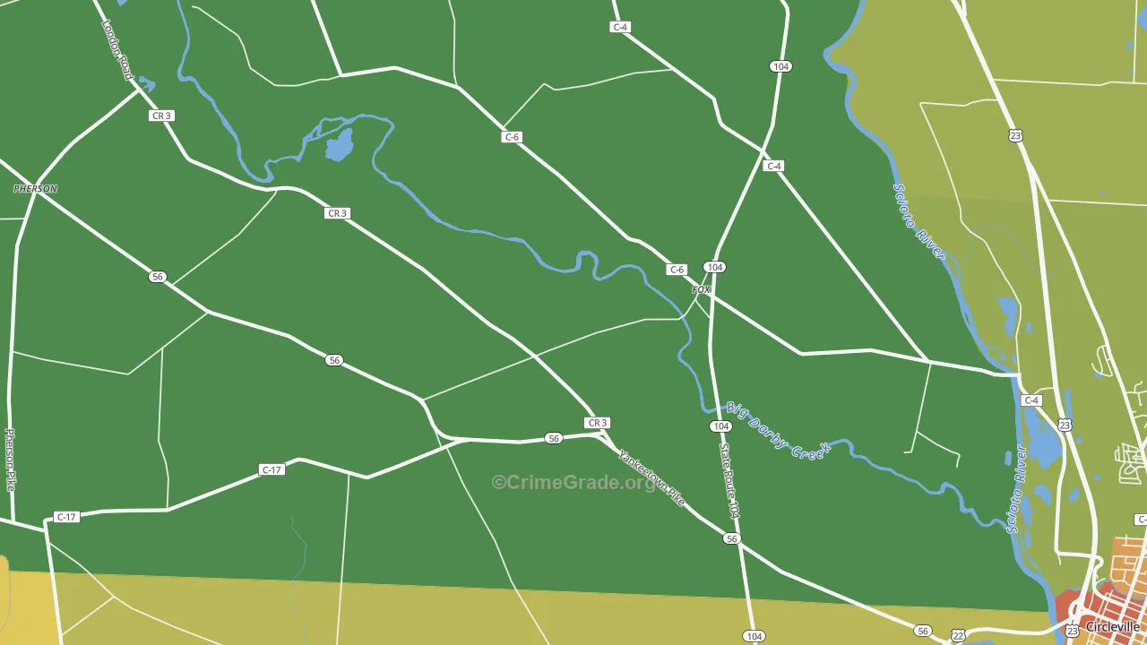 Fox, OH Map of Robbery Rates