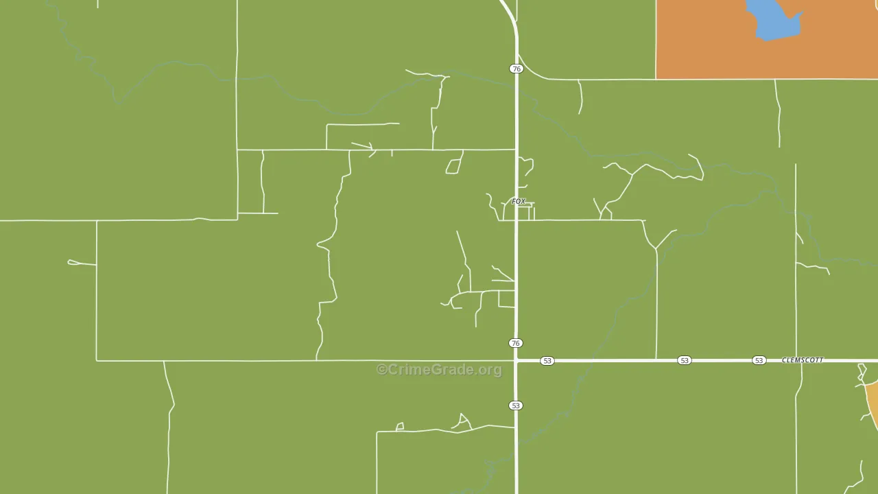 Fox, OK Map of Robbery Rates