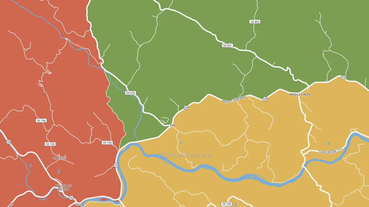 Fox, VA Map of Robbery Rates