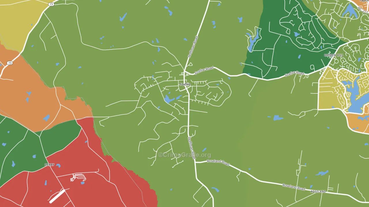 Foxfire, NC Map of Robbery Rates