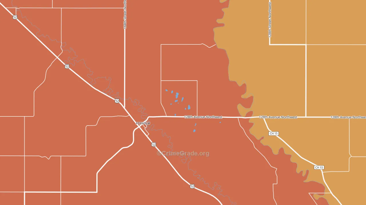 Foxholm, ND Map of Robbery Rates