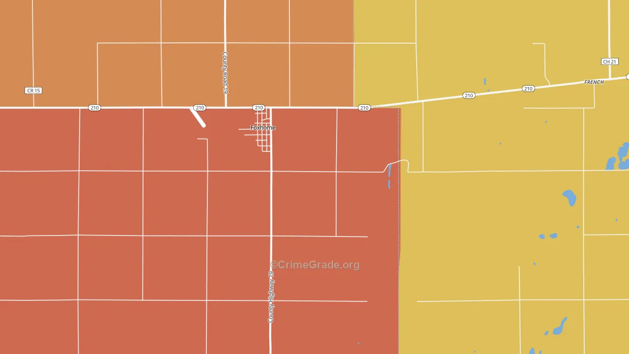 Foxhome, MN Map of Robbery Rates