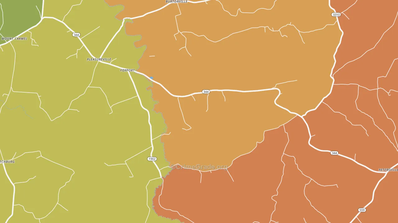 Foxport, KY Map of Robbery Rates