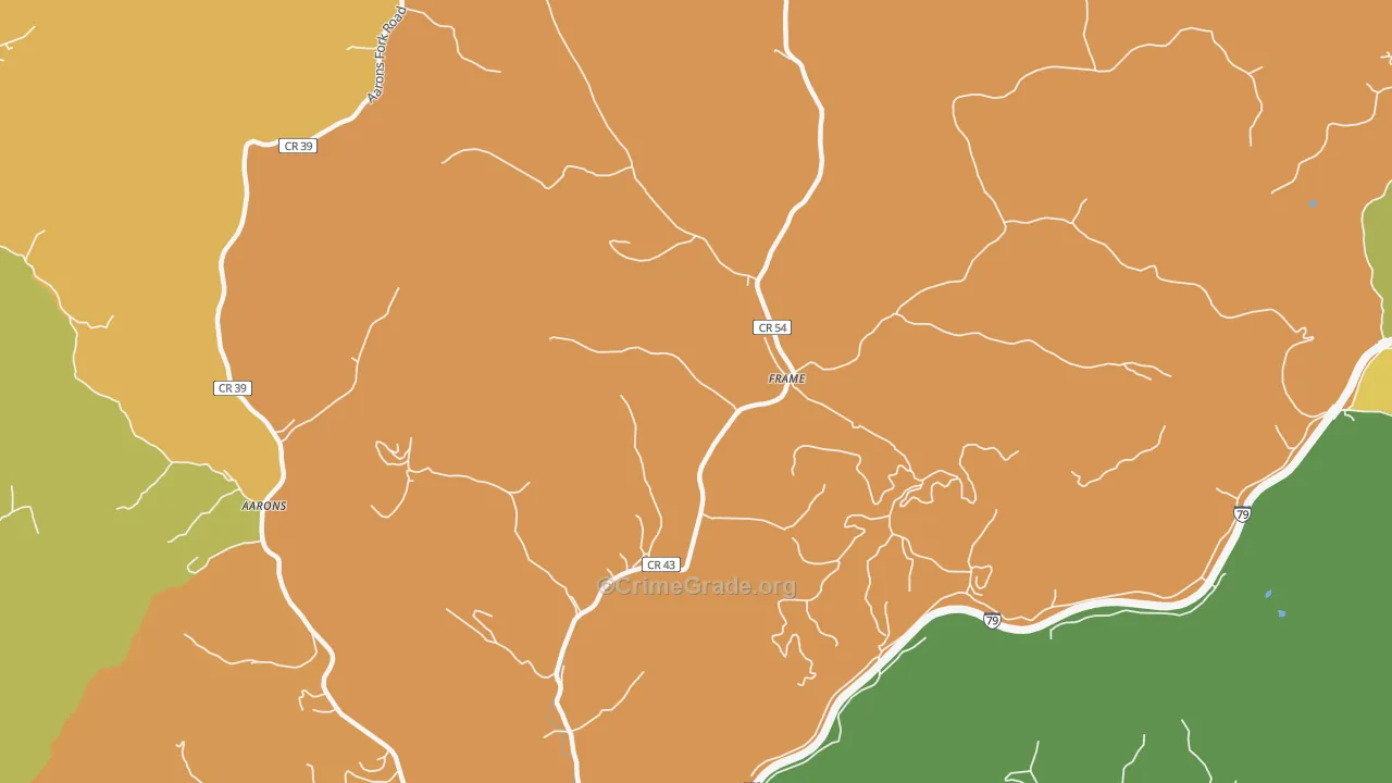 Frame, WV Map of Robbery Rates