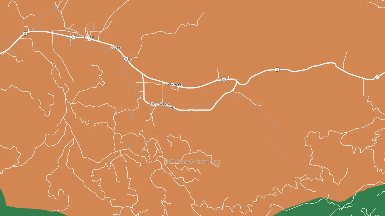 Frances, WA Map of Robbery Rates
