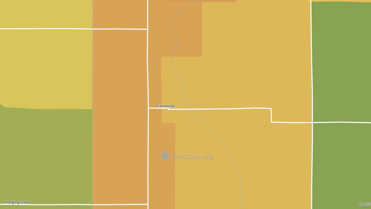 Francesville, IN Map of Robbery Rates