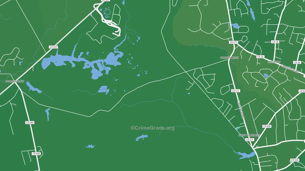 Francis Mills, NJ Map of Robbery Rates