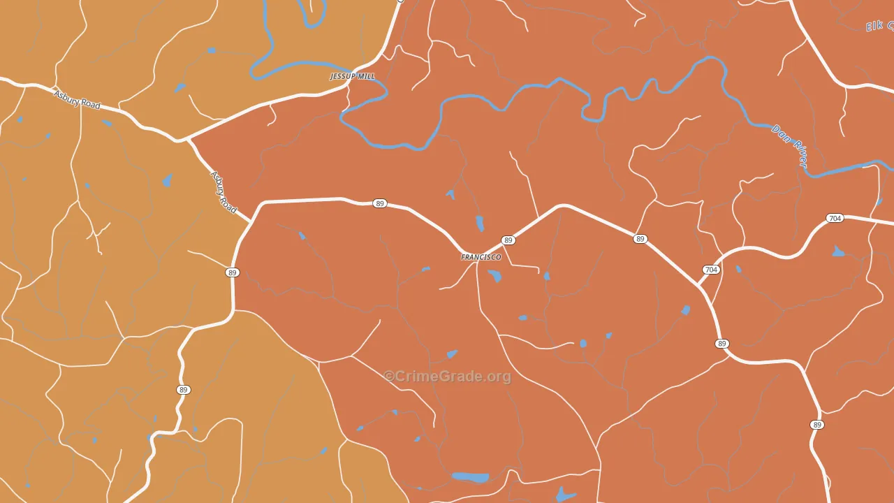 Francisco, NC Map of Robbery Rates