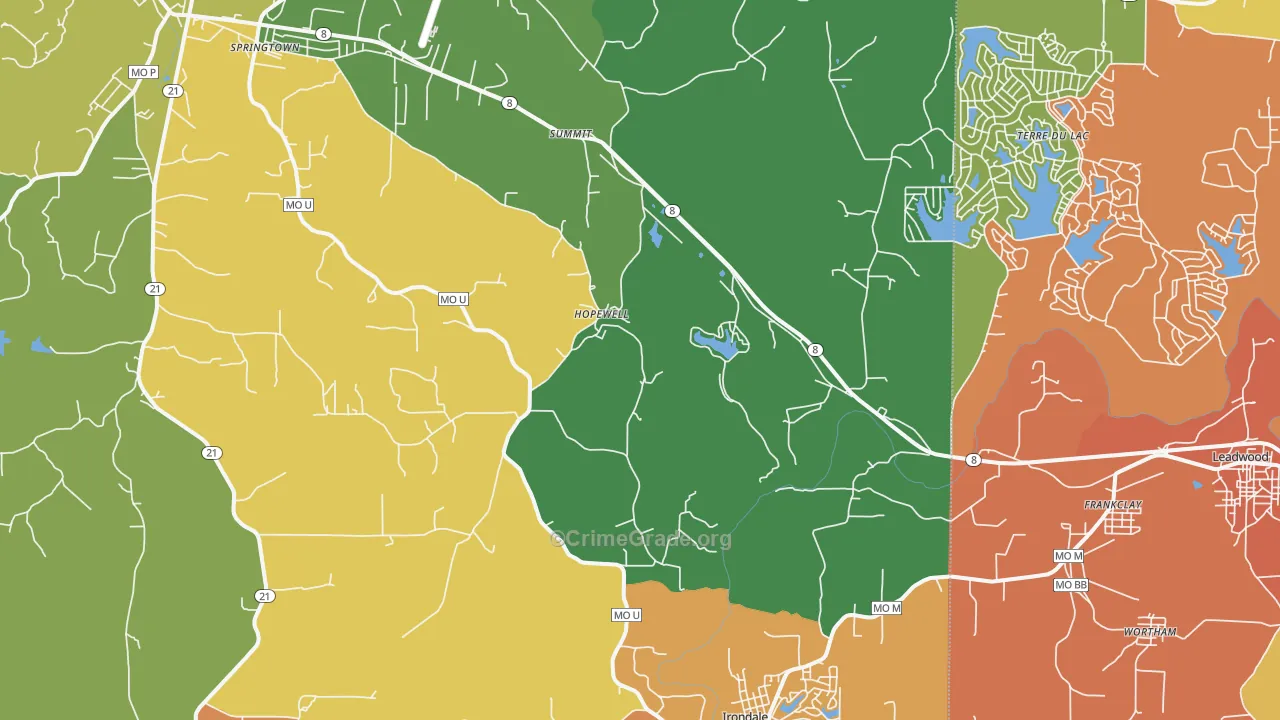 Frankclay, MO Map of Robbery Rates