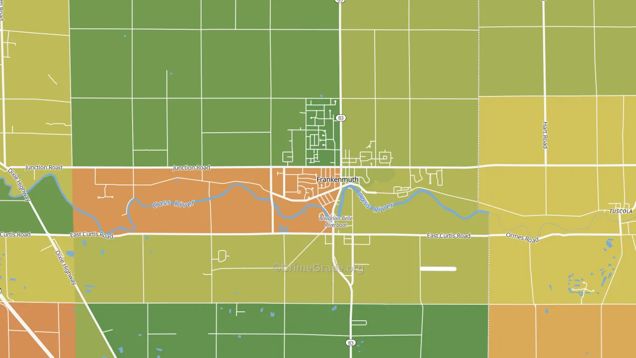 Frankenmuth, MI Map of Robbery Rates