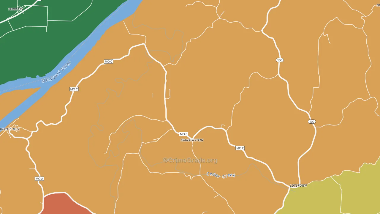 Frankenstein, MO Map of Robbery Rates