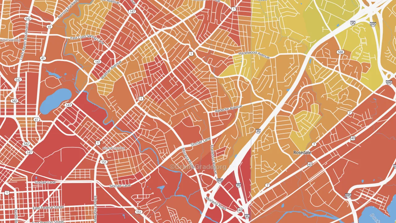 Frankford, Baltimore, MD Map of Robbery Rates
