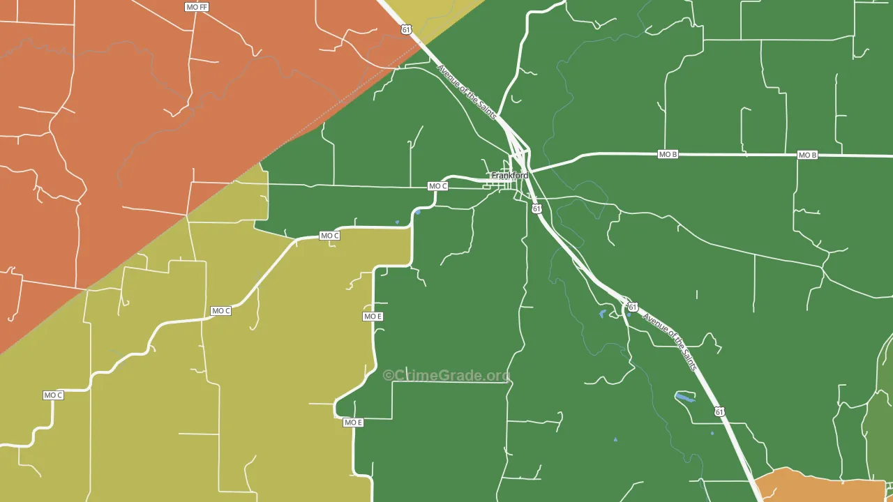 Frankford, MO Map of Robbery Rates