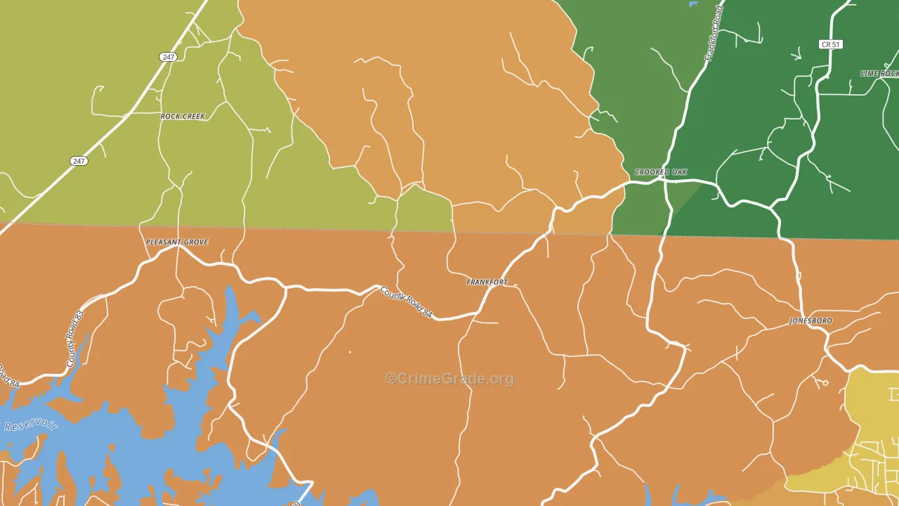 Frankfort, AL Map of Robbery Rates