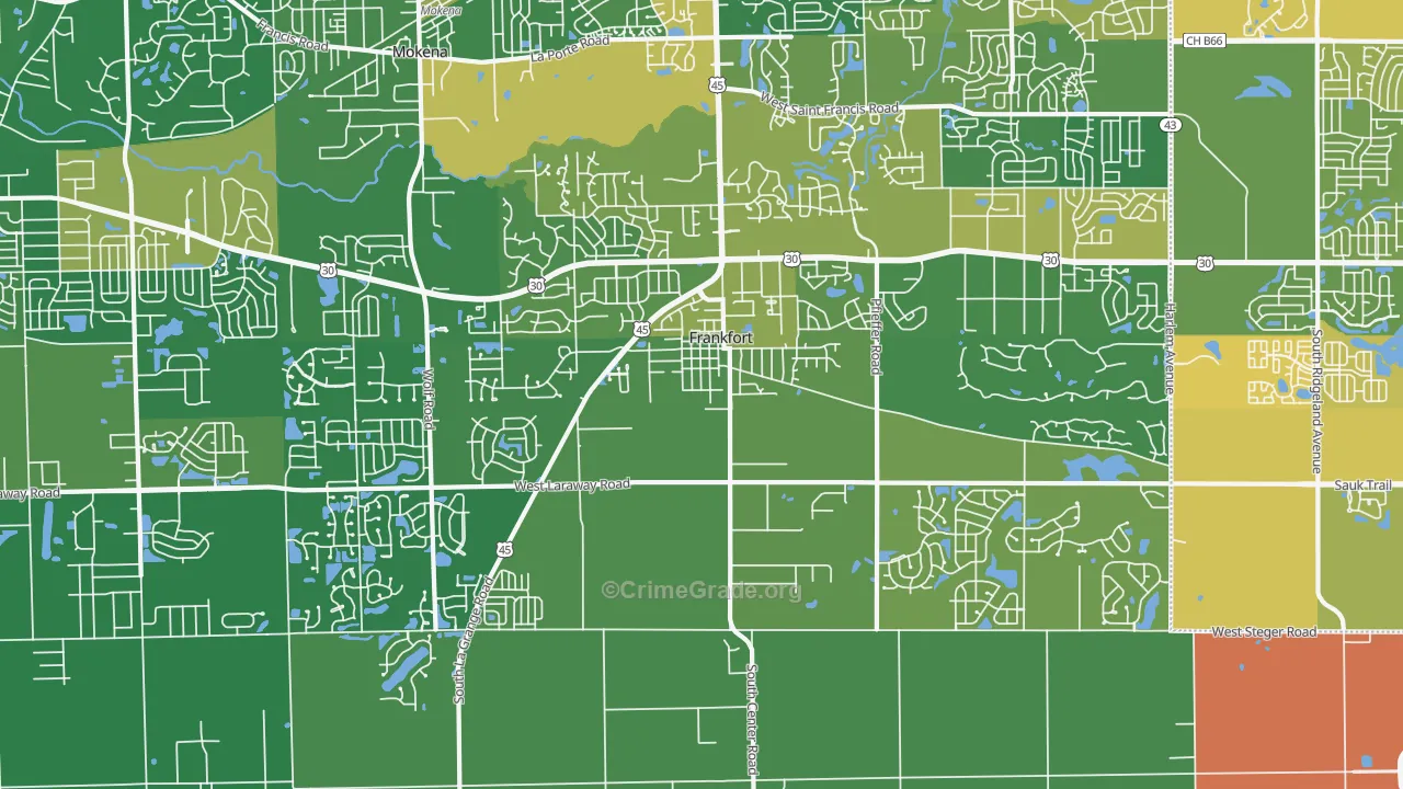 Frankfort, IL Map of Robbery Rates
