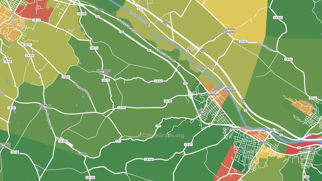 Frankfort, NY Map of Robbery Rates