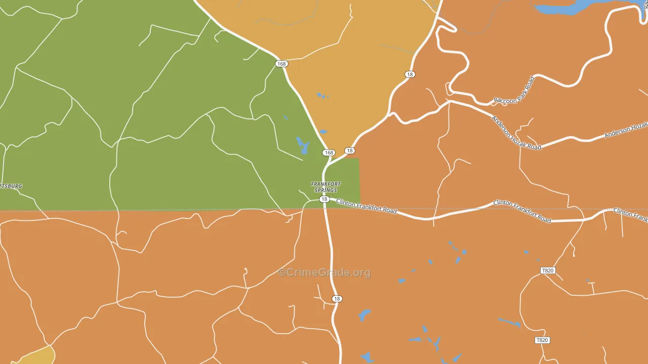 Frankfort Springs, PA Map of Robbery Rates