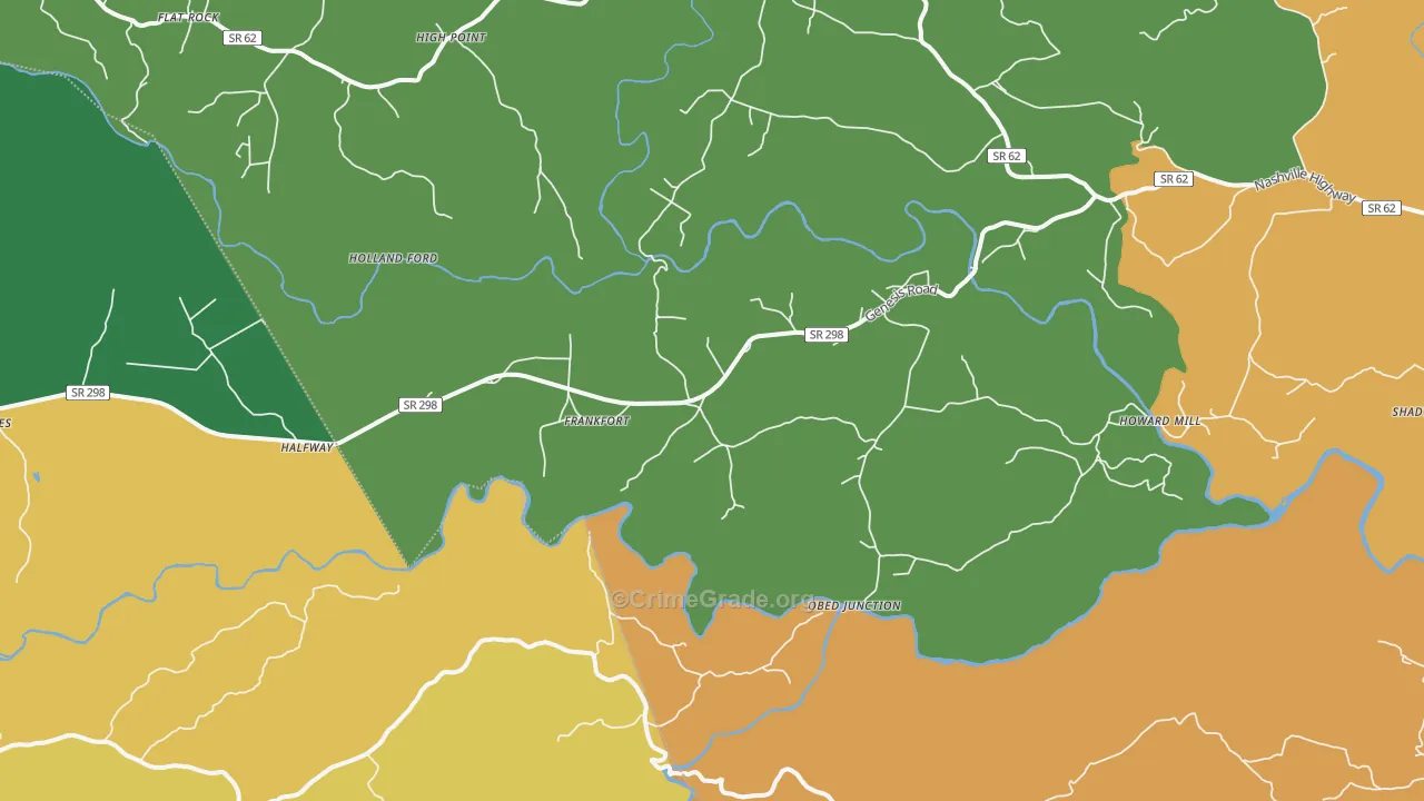 Frankfort, TN Map of Robbery Rates