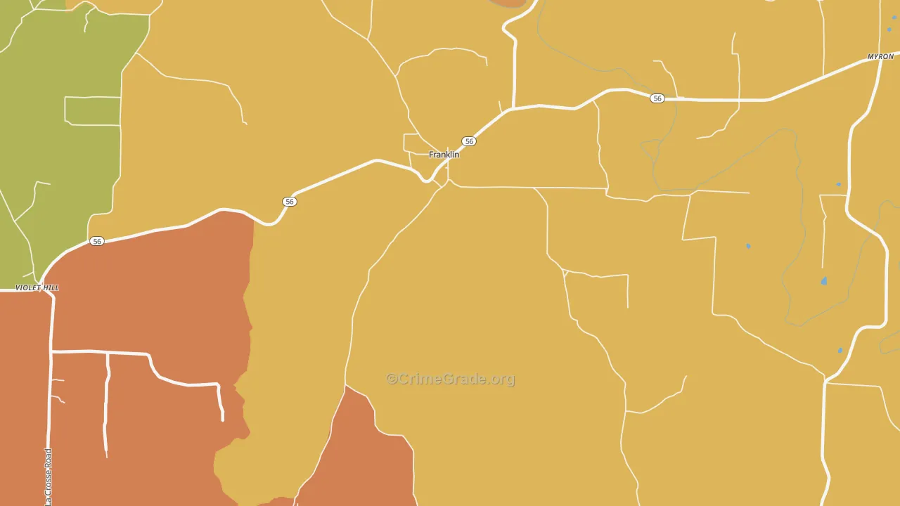 Franklin, AR Map of Robbery Rates