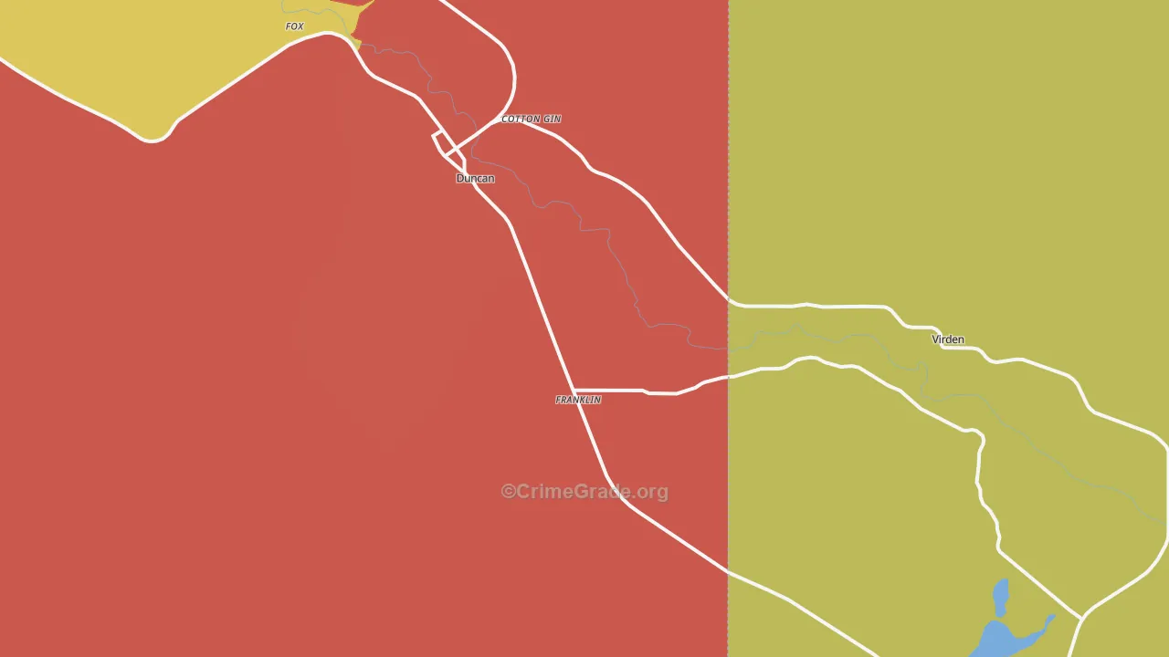 Franklin, AZ Map of Robbery Rates