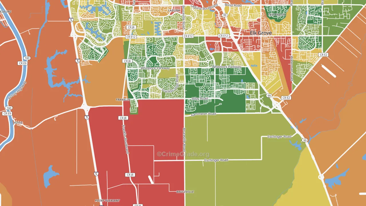 Franklin, CA Map of Robbery Rates