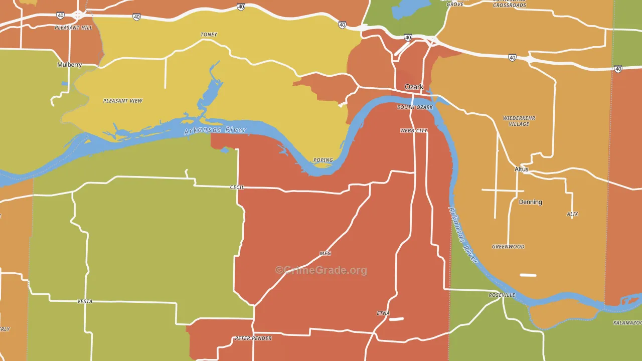 Franklin County, AR Map of Robbery Rates