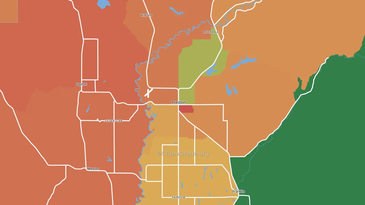 Franklin County, ID Map of Robbery Rates