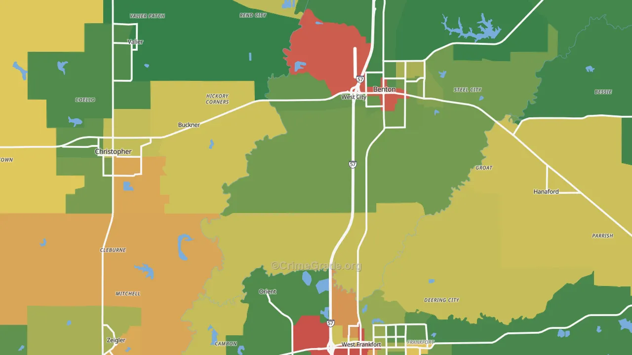 Franklin County, IL Map of Robbery Rates