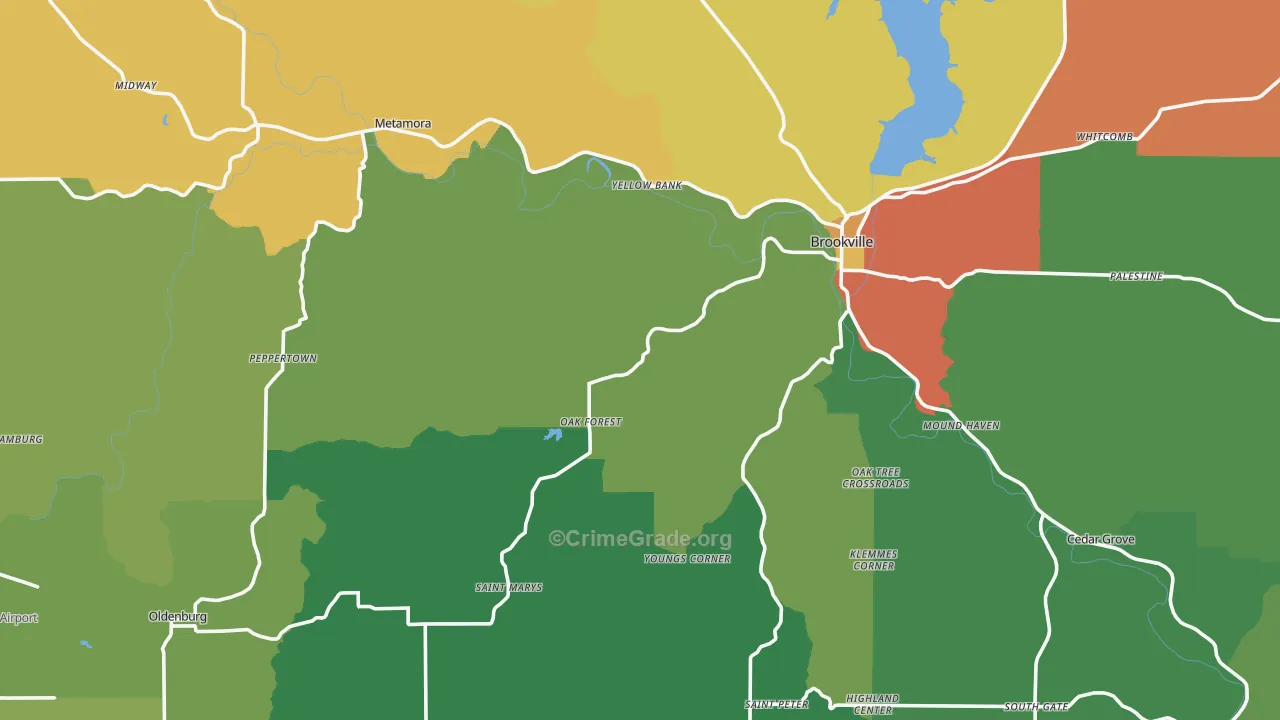 Franklin County, IN Map of Robbery Rates