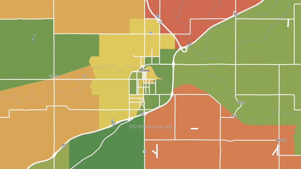 Franklin County, KS Map of Robbery Rates
