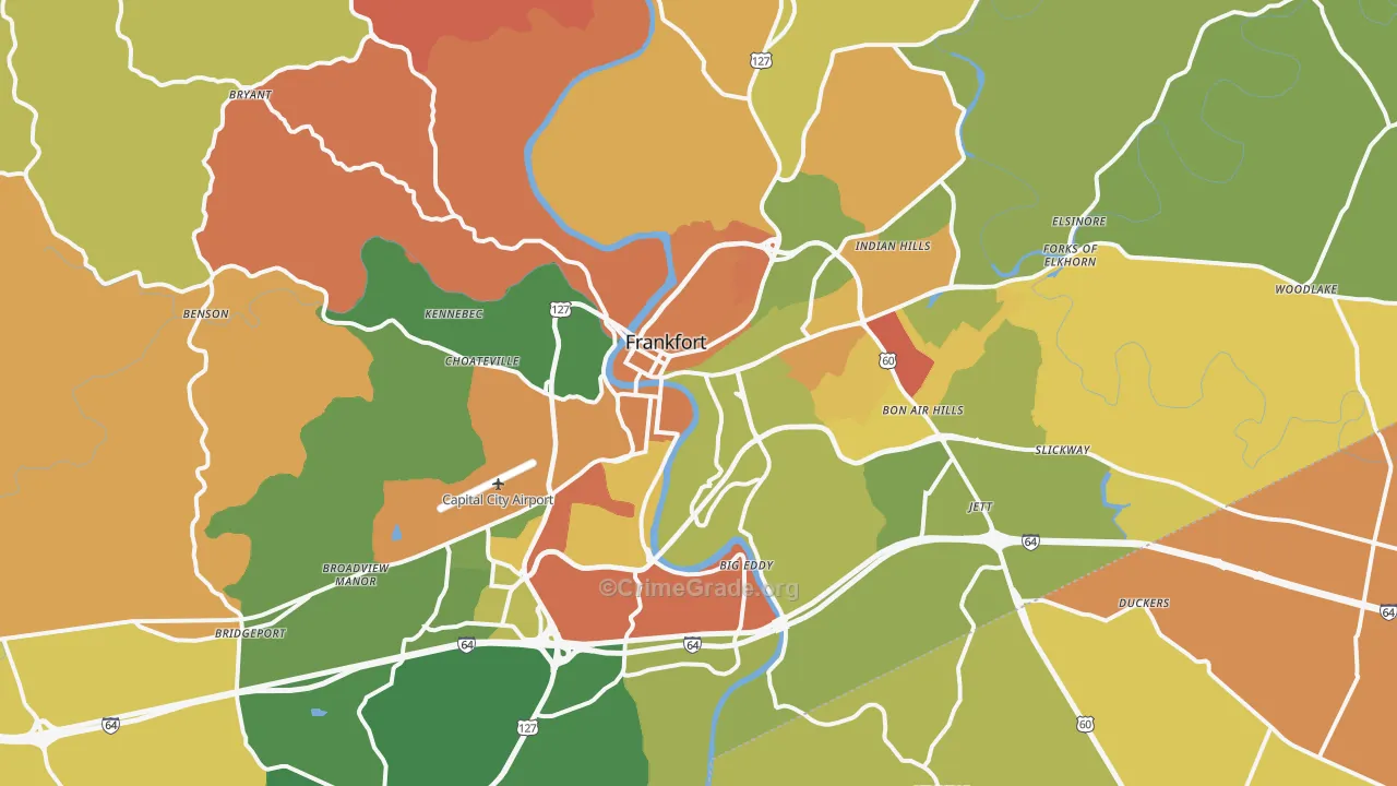 Franklin County, KY Map of Robbery Rates