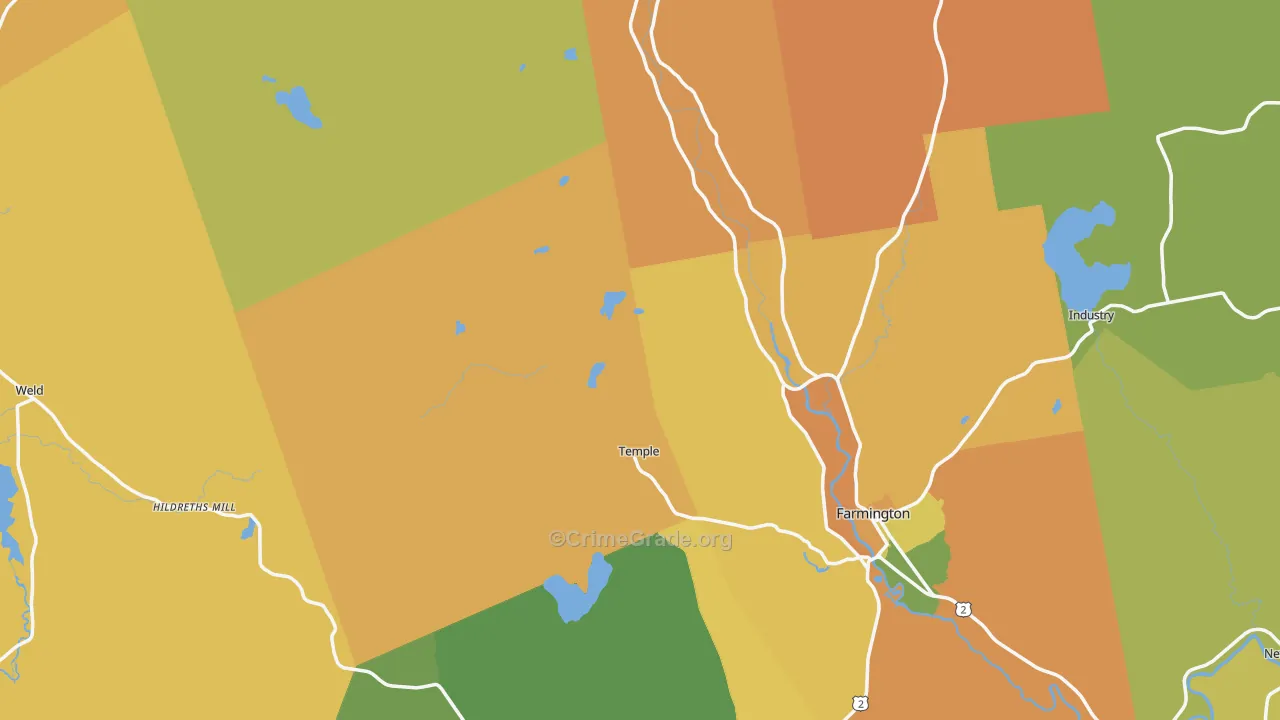 Franklin County, ME Map of Robbery Rates
