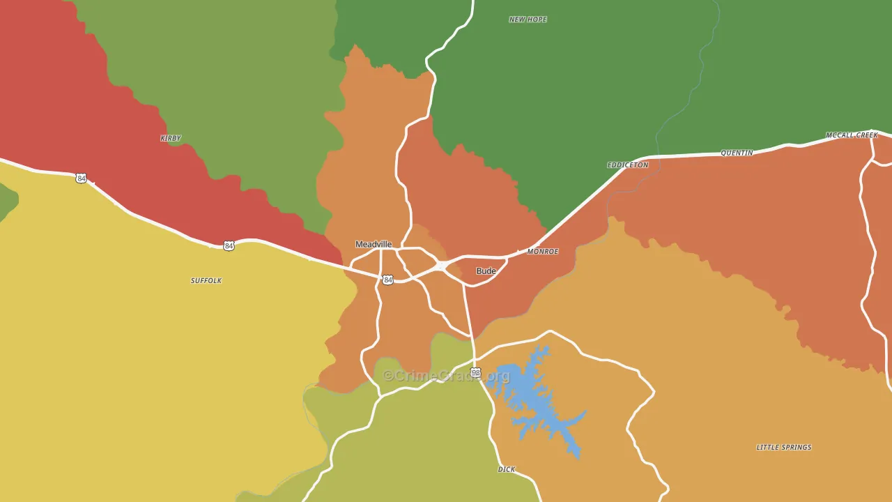 Franklin County, MS Map of Robbery Rates
