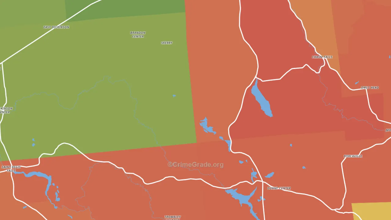 Franklin County, NY Map of Robbery Rates