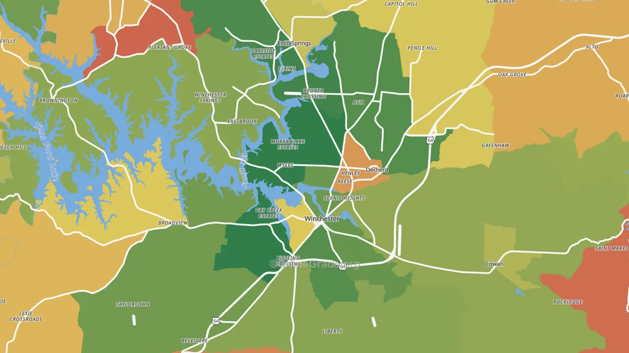Franklin County, TN Map of Robbery Rates