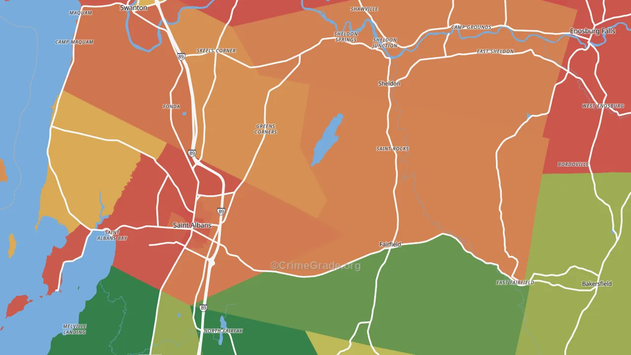 Franklin County, VT Map of Robbery Rates