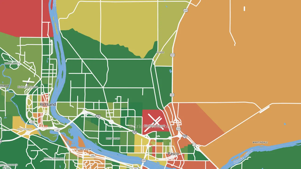 Franklin County, WA Map of Robbery Rates