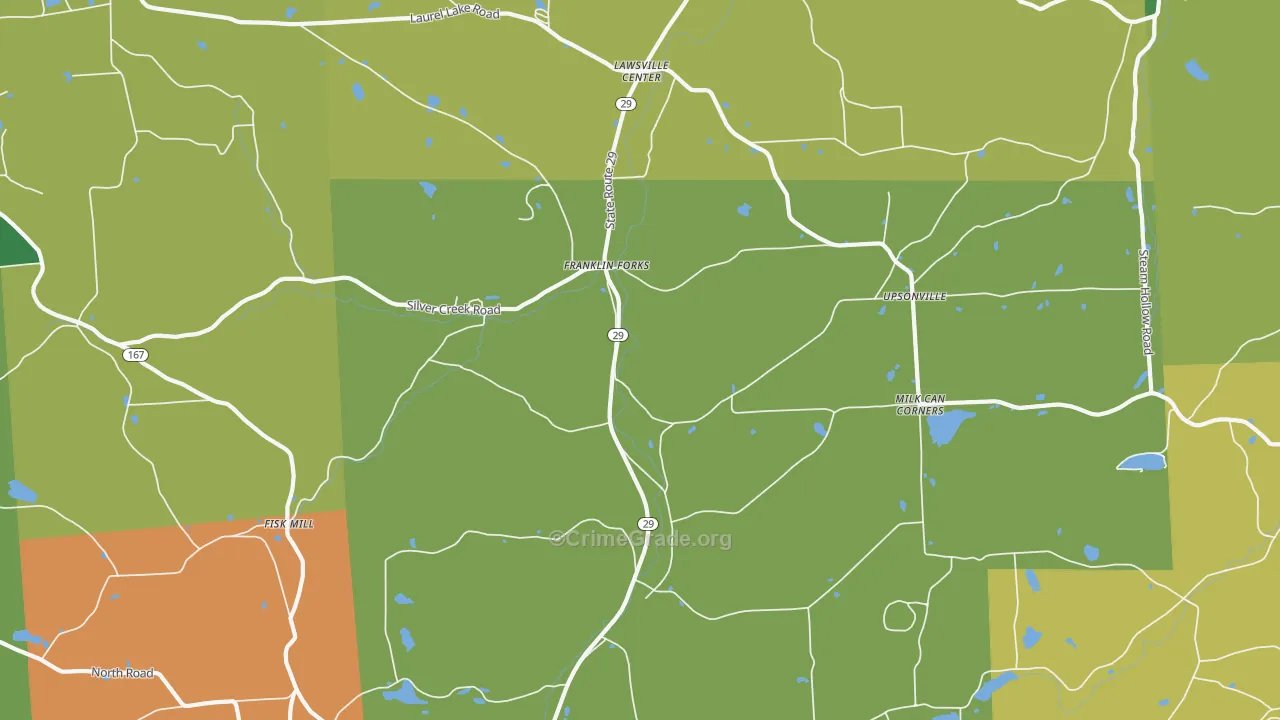 Franklin Forks, PA Map of Robbery Rates