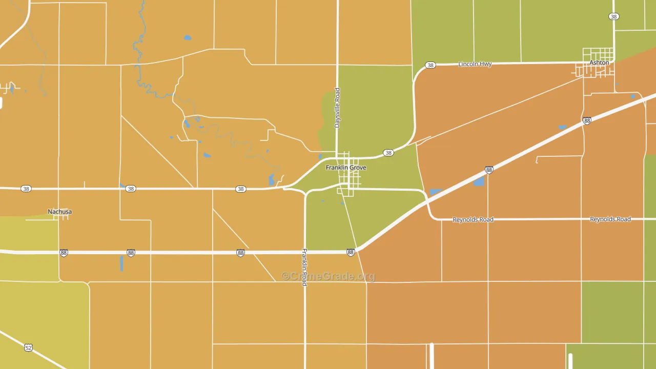 Franklin Grove, IL Map of Robbery Rates