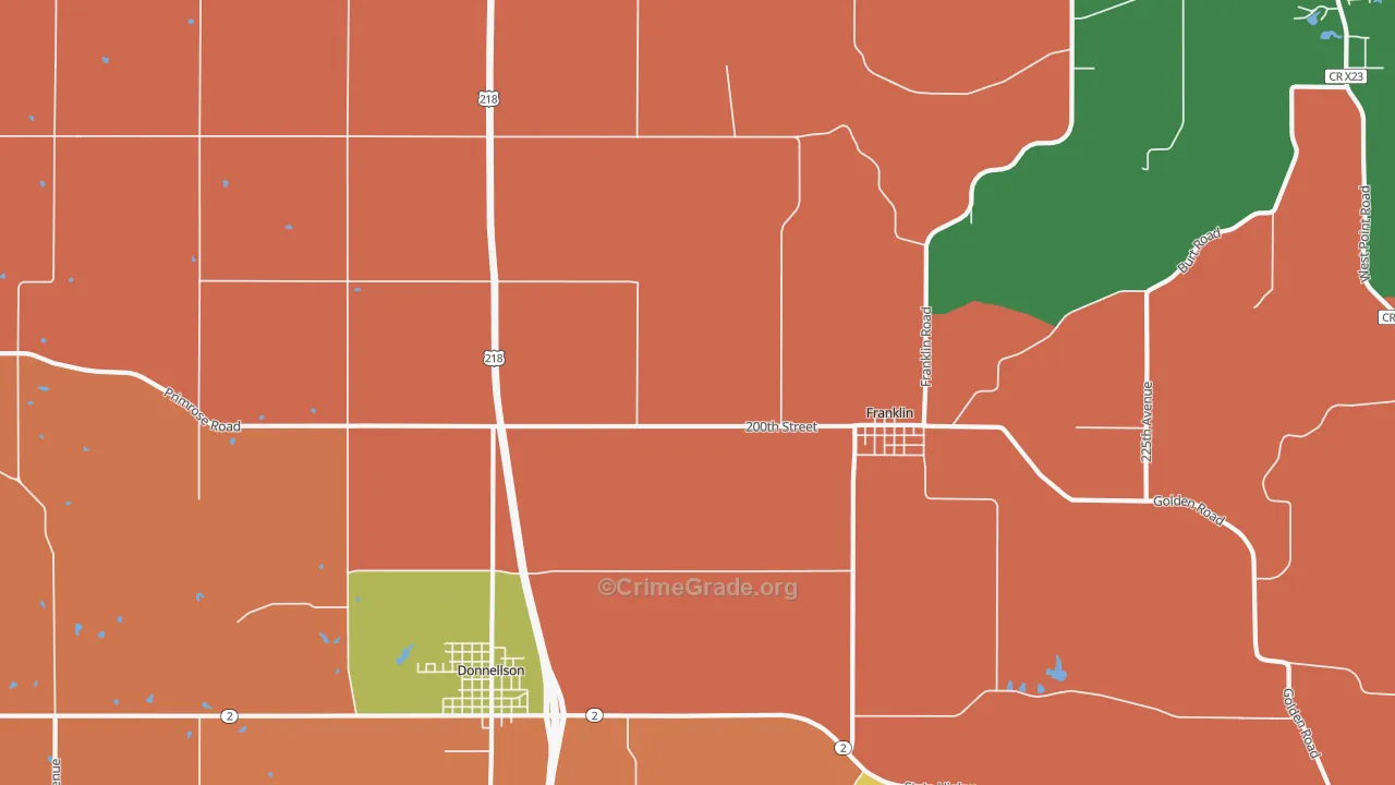 Franklin, IA Map of Robbery Rates