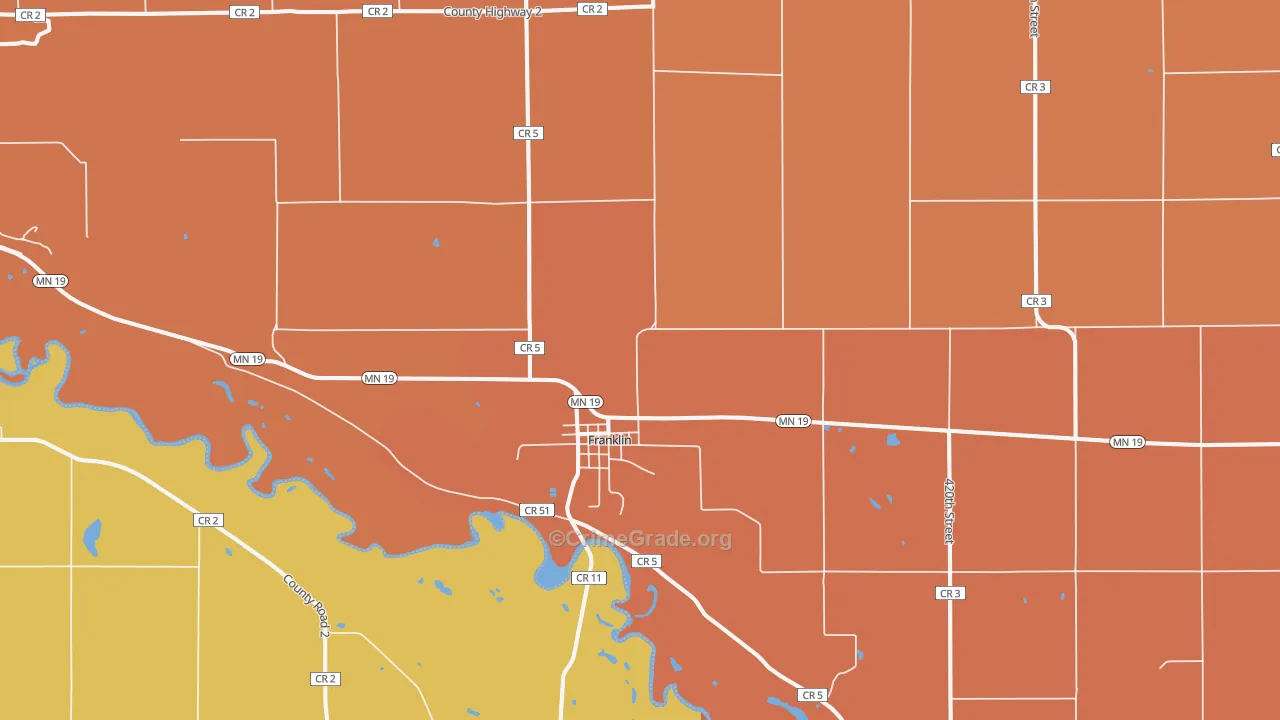 Franklin, MN Map of Robbery Rates